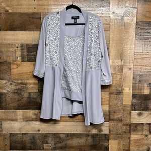 R & M Richards Lace & Sequin Gray Tank with Jacket Women's Size 12‎